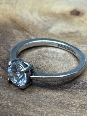 Pandora Silver Ring with Clear Round Stone